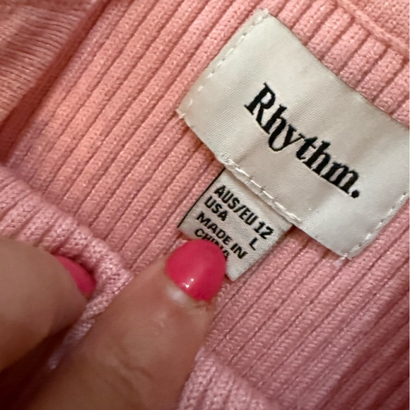 Rhythm Capri Ribbed Knit Midi Dress Pink – Size Large – Scoop Neck Tank Dress - Picture 4 of 6